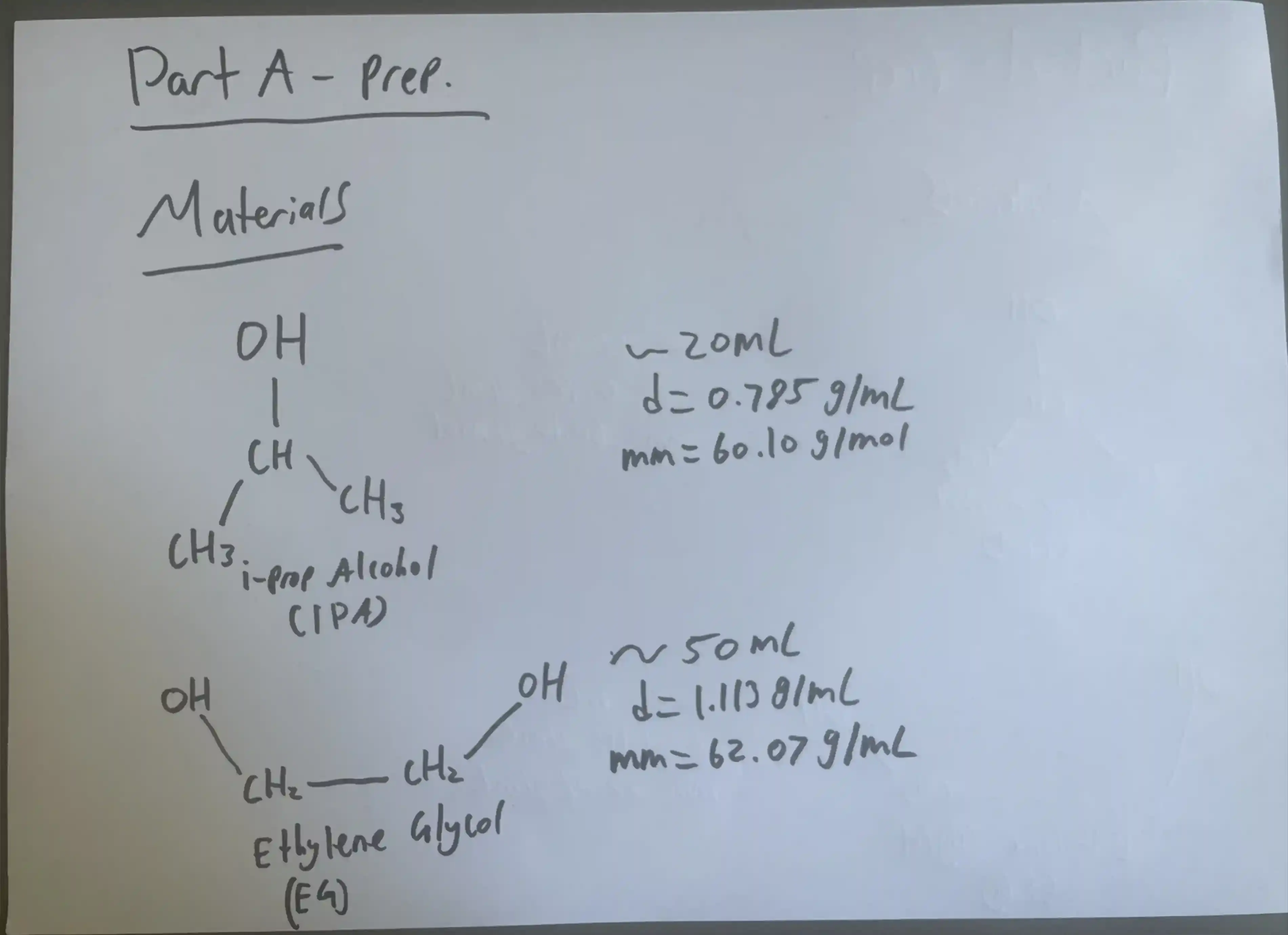 Hand-drawn chemistry diagram on paper
